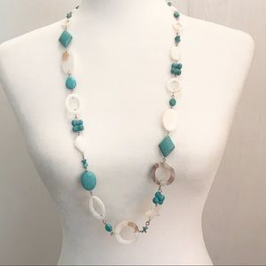 Carol Dauplaise Turquoise & Shell Necklace